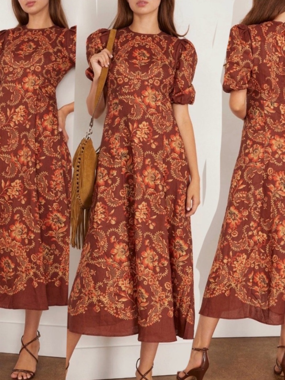 Alemais Seraphina Midi Dress in Burgundy size US 10.